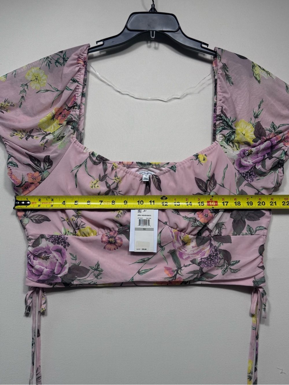 Love Fire Womens Floral Crop Top Blouse Multicolor, Size 1X - Picture 4 of 9